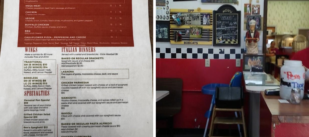 Papa G's Pizza Menu